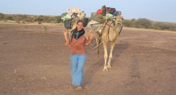 Paula leading camels