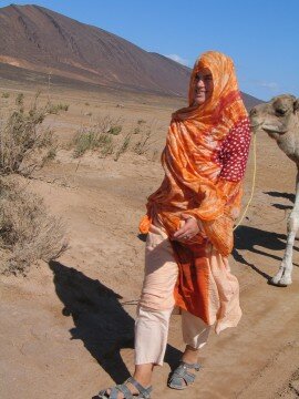 Walking through a dodgy area - 'stick to the track here, there are landmines everywhere'